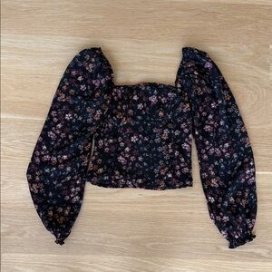Abercrombie & Fitch Black Floral Blouse